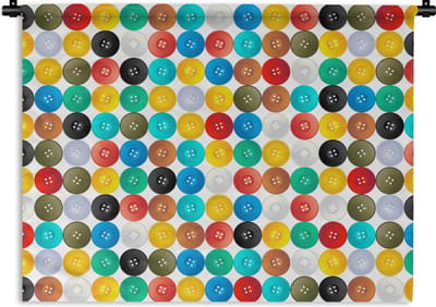 Wandkleed - Wanddoek - Knopen - Regenboog - Kleding - Design - 60x45 cm - Wandtapijt