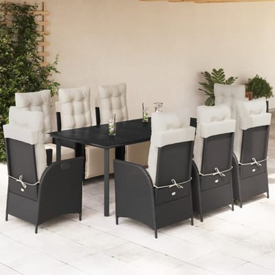 vidaXL - 9-delige - Tuinset - poly - rattan - zwart