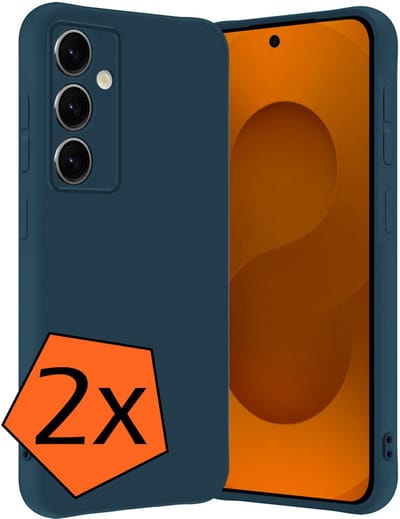 Hoes - 2 Stuks - Geschikt voor Samsung Galaxy S25 FE - Sterk & Shockproof - Case Siliconen - Back Cover - Telefoon Hoes - Donkerblauw