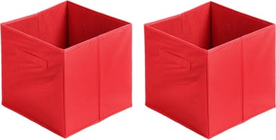 Urban Living Opbergmand Square Box - 2x - karton/kunststof - 29 liter - rood - 31 x 31 cm - Vakkenkast