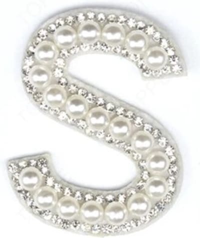 Strass Applicatie Alfabet Letter - 4,5 CM hoog - A t/m Z - Letter S - Wit met witte parels en stenen - Niet strijkbaar
