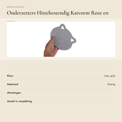 Dailygoods- Onderzetters Hittebestendig - Onderzetters Katoen - Onderzetters voor Glazen - Onderzetters voor Pannen - Onderzetters met Houder - 2 Stuks 18x18 cm - Trivet