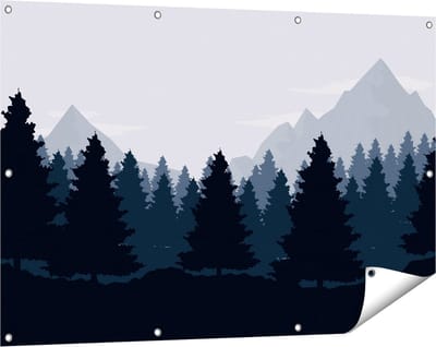 Gards Tuinposter Bos met Bomen Illustratie - Abstract - 120x80 cm - Tuindoek - Tuindecoratie - Wanddecoratie buiten - Tuinschilderij