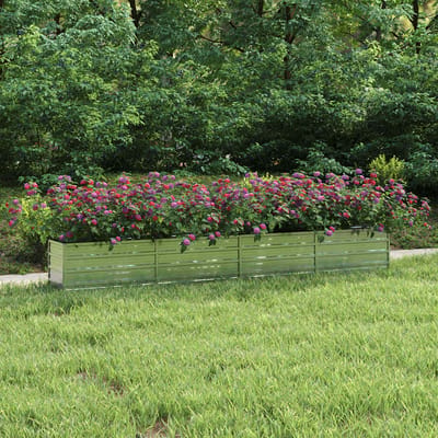 vidaXL - Plantenbak - verhoogd - 320x40x45 - cm - gegalvaniseerd - staal - zilver