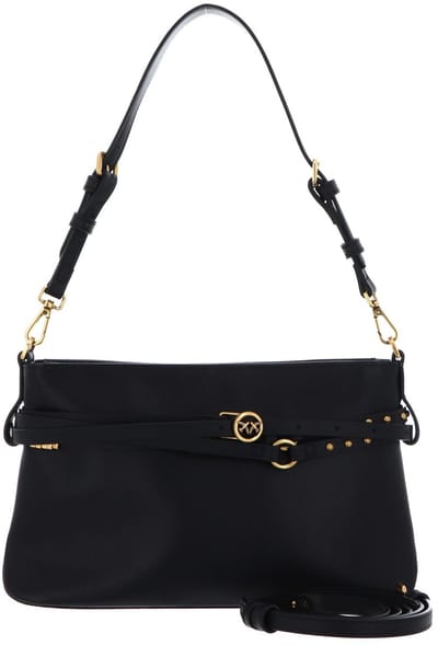 PINKO schoudertas Belt Bag Mini Vitello Morbido Black - Antique Gold zwart