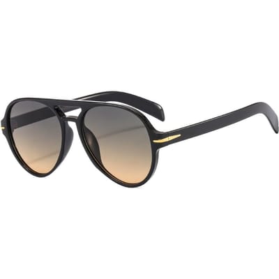 Klassieke Retro Mannen Piloot Ovaal Zonnebril Vrouwen Mode Dubbele Brug Bril Buiten Zonbescherming Rijden Bril UV400 Oogwerk 1PC black