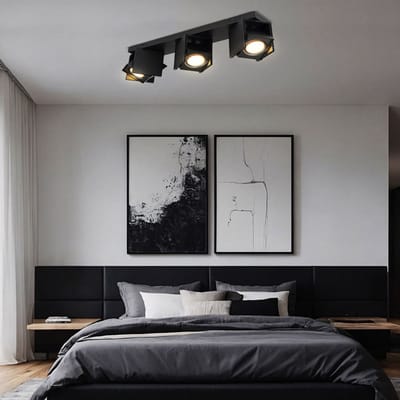 Plafondlamp spot verplaatsbare spot woonkamer plafondspot zwart aluminium, metaal, 3x GU10 stopcontacten, LxBxH 43x4x8,4x15,7 cm