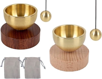 Mini Singing Bowl Set voor Meditatie en Ontspanning - Inclusief Kussens en Klokken, Ideaal voor Yoga en Mindfulness, 2 Stuks