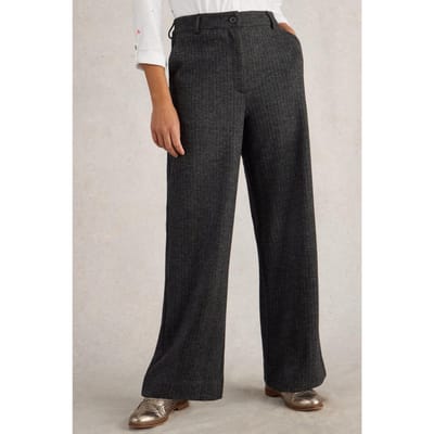 White Stuff Belle Tweedy Wide Leg Trouser Black Multi Maat: 18 REGULAR | Pantalons Outlet | Dames | Zwart