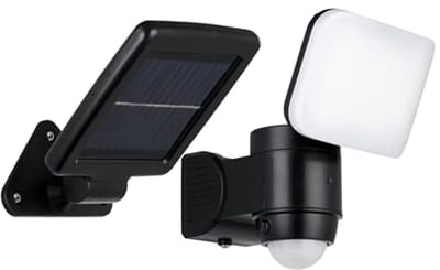 Buitenwandlamp met Bewegingsmelder - Zwart, LED, Zonne-energie, IP44, Kunststof