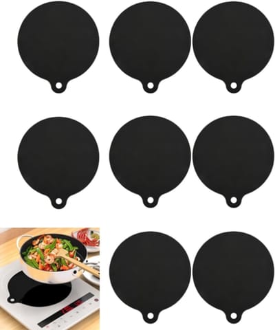 Inductie Beschermer set 8 Stuks - 0.4 mm dik Inductie Beschermer - 24CM - Afdekplaat Inductie - Onderzetters Pannen - Inductie Mat - Hittebestendig tot 240 ºC - Afdekplaat voor Kookplaat - Geschikt voor Booster Functie - Zwart