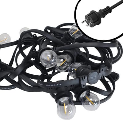 30m Arena platte LED Prikkabel - IP65 Lichtsnoer Buiten - koppelbaar - inclusief 30x E27 lampen - Incl. Stekker