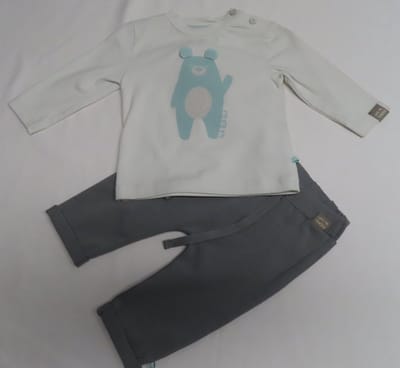 Ensemble - Jongens - Creme / grijst / groen - 3 maand 62