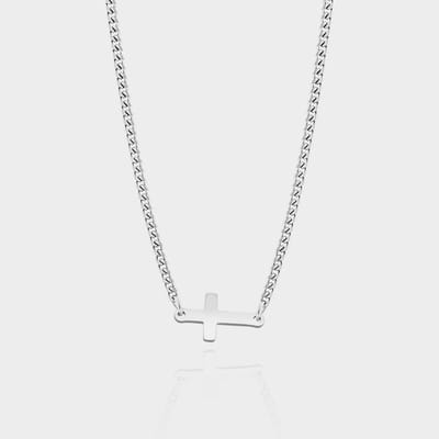 Cuban Cross Ketting 3 mm - Zilveren Schakelketting met Kruisje - 50 cm lang - Ketting Heren - Olympus Jewelry