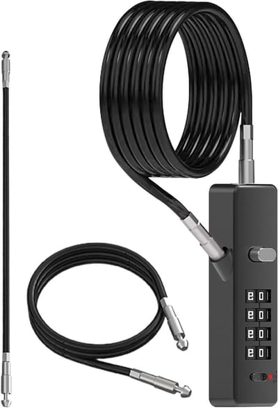 Kabelslot Zwaar - Combinatieslot - Veilige Opslag - 4-cijferige Code - 20 cm - Zwart