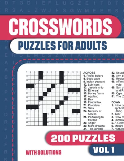 Kruiswoordpuzzels voor Volwassenen: Groot Puzzelboek met 200 Uitdagende Puzzels en Oplossingen