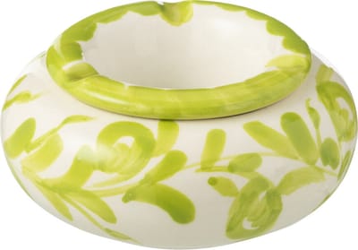 J-Line asbak Granada - keramiek - wit/groen - small