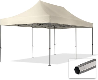 3x6 m Easy Up partytent Vouwpaviljoen, PREMIUM staal 40mm, crème