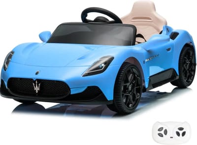 Maserati MC20 Cielo 12V Elektrische Kinderauto 1 tot 5 jaar – Officieel Gelicentieerd Cabriolet Accuvoertuig – Luxe Kinderauto met Lederen Zitje, Bluetooth & Soft-Start – Blauw