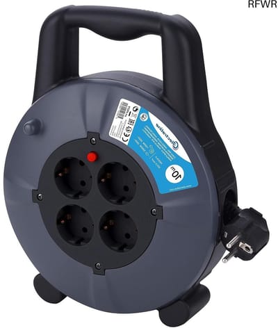 RFWR® Kabelhaspel met 10 meter H05VV-F 3G1,5 kabel - 4 Schuko stopcontacten, Binnen gebruik, IP20