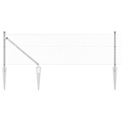 vidaXL - gaashek - met - grondpennen - 10 - x - 0,8 - m - Gegalvaniseerd - staal - zilver