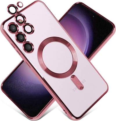 DMP Magnetisch telefoonhoesje geschikt voor Samsung Galaxy S23 Plus - Geschikt voor MagSafe - TPU - Camerabescherming - Roze - ZT Accessoires