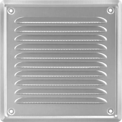 Ventilatierooster RVS - Vierkant Luchtrooster - Ventilatie Rooster - Schoepenrooster - 16,5 x 16,5 cm Buitenzijde - incl. Gaas