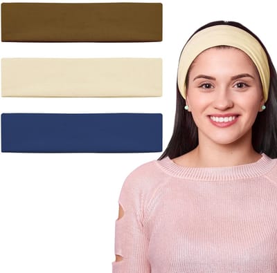 JHUBERS- Hoofdband Elastisch - Sporthoofdband Dames/Heren - Ademend - Zweetbestendig - Perfect voor Yoga/Fitness - 3 Stuks - Sportband