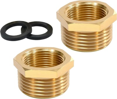Messing verloopstuk 1/2 naar 3/8 inch adapter met lederen band - 2 stuks voor leidingen en slangen