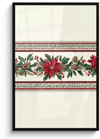 Poster in lijst - Fotolijst 80x120 cm - Posters - Kerststrook - Pointia - Rood - Groen - Posterlijst zwart - Decoratie - Wanddecoratie woonkamer - Muurdecoratie slaapkamer - Kerstversiering - Kerstdecoratie voor binnen - Kerstmis