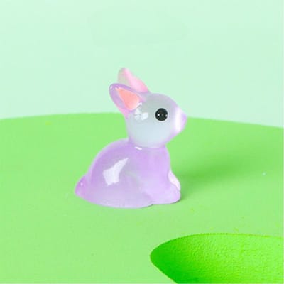 2 Stuks Schattige Lichtgevende Konijntjes Microlandschap Mini Konijn Ornamenten Fee Tuinieren Miniatuur Beeldjes Hars Ambachten Huis Decoratie 2pcs paars