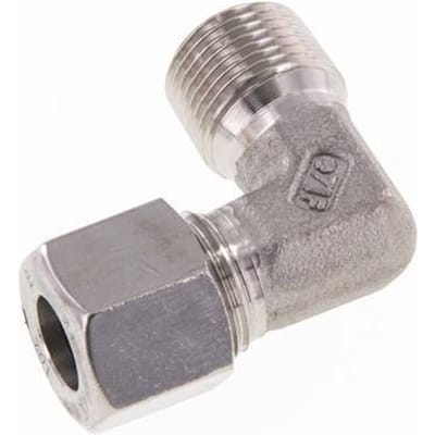 R 3/8'' Buitendraad x 10L RVS L-Fitting 90graden 315 Bar DIN 2353 - FL2E-MC-ST-038R-10-L