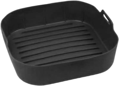 Airfryer Liners - Siliconen Vellen - Gezond Koken - Vet Verminderend Ontwerp - 22.3 cm - Zwart