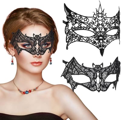 Lace Venitiaanse Maskers voor Vrouwen, 2 Stuks Zwart Sexy Oogmasker voor Halloween, Carnaval en Feestelijke Avonden, Perfect voor Dans en Bal