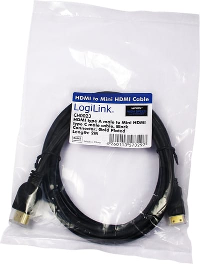 HDMI kabel 2 meter HDMI Type A (Standaard) HDMI Type C (Mini) Zwart