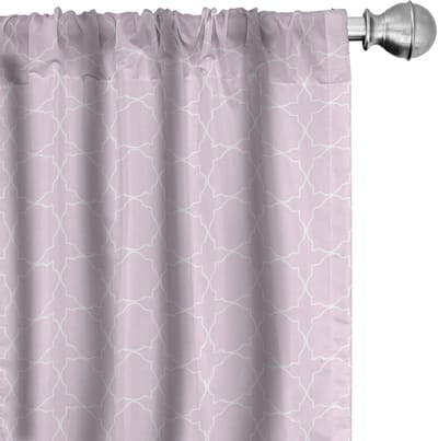 ABAKUHAUS Dunne Lijn Oosters Motief – Voorhangen – 2x75x175 cm – babyroze en wit