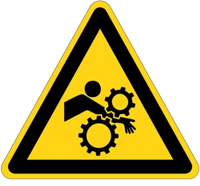 Intrekgevaar waarschuwingsbord | gecoat dibond materiaal | 15 cm