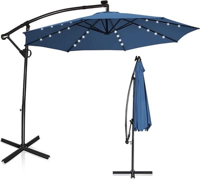 KOMFOTTEU Parasol Ø 300 cm - zweefparasol Solar LED - draaibaar - kantelbaar - tuinparasol met verlichting - voor tuinen en balkons