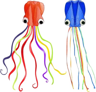 Bovista Vlieger Voor Strand - Kite Vliegers - Kindervlieger - Octopus - 5 meter - Oranje en Blauw