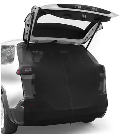 Dailygoods- Zonwering XL Maat - Auto Zonnescherm Kofferbak - Sneldrogend Gaas - Zwart - Universeel - Windbestendig Blok