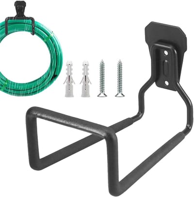 Tuinslanghouder Metaal - Slang Haken - Tuin Organiseren - Robuuste Constructie - 12.8 cm Breed - Zwart