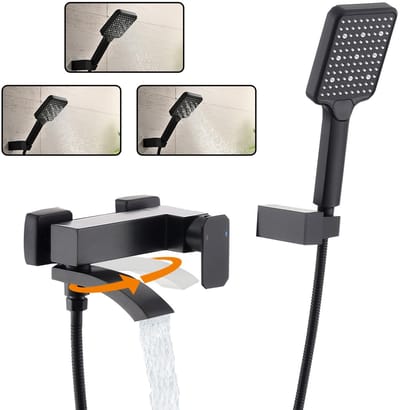 Dailygoods- Badkraan met Handdouche - Waterval Kraan - 3 Functies - Eenvoudig te Installeren - Zelfreinigend Mondstuk - Gemakkelijk te Reinigen - Badmengkraan