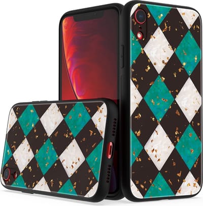 LuxeBass Siliconen hoesje met print geschikt voor Apple iPhone XR - Marmer Green - telefoonhoes - gsm hoes - telefoonhoesje