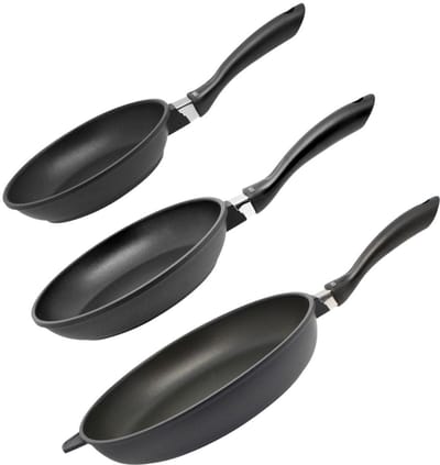 Set van 3 koekenpannen 24 cm 28 cm en 32 cm zonder PFAS Elo Alucast