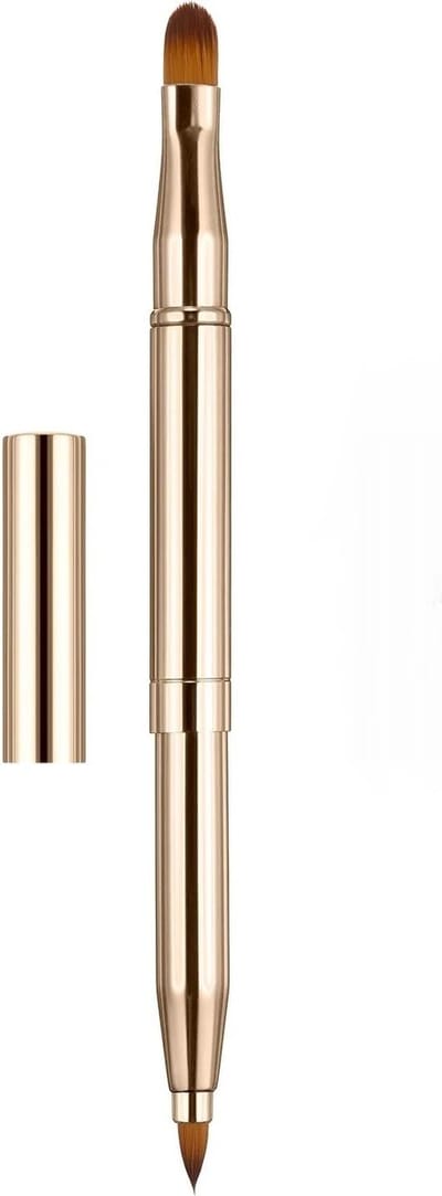 Uitschuifbaar, Intrekbaar Lippenseel en Penseel met dop / Automatic Retractable Lip Brush - Goud Glans - 1 stuks