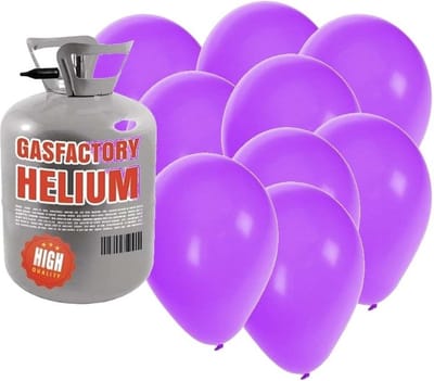 Helium tank met 50x ballonnen - paars - Heliumgas - thema feest ballonnen pakket