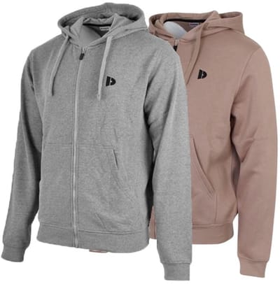 2-Pack Donnay - Sweatvest met capuchon (Bruce) - Sportvest - Heren - Silver-marl/Taupe-grey (726) - maat L