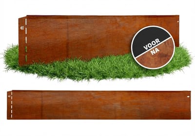 GartenAZ Borderrand - Gazonrand van Cortenstaal - Flexibele Montage - Bruin - 100 cm x 20 cm (15 stuks)