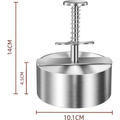 Moule à boulettes de riz antiadhésif rond en acier inoxydable pour hamburgers, réglable, pour la fabrication de galettes, pour la cuisine, le bœuf et le barbecue gray