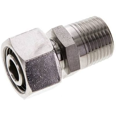 15L & 1/2'' NPT RVS Rechte Draaidoorvoer Buitendraad 315bar Verstelbaar ISO 8434-1